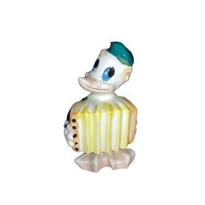 Duck in Green Sailor Suit playing Accordion Figurine from Japan Vintage